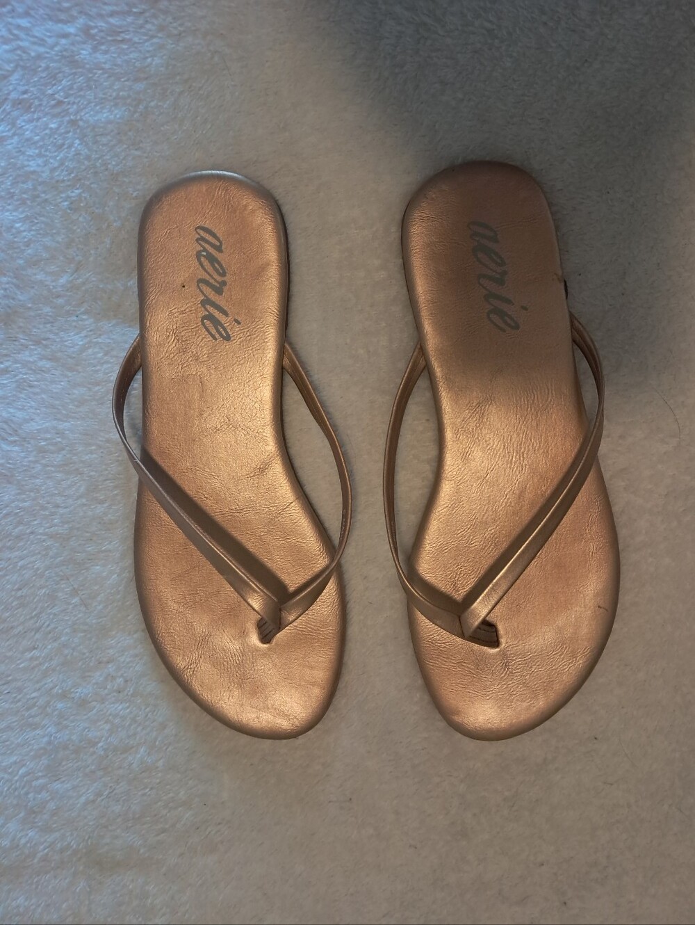 Aerie Gold Flip Flop Sandals